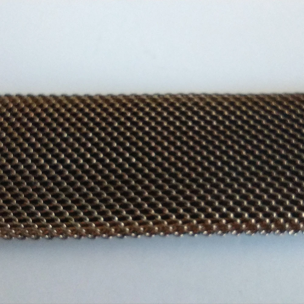 Sand Castle USA Metallic Leathers Solid Brass Buckle Mesh Belt Vintage